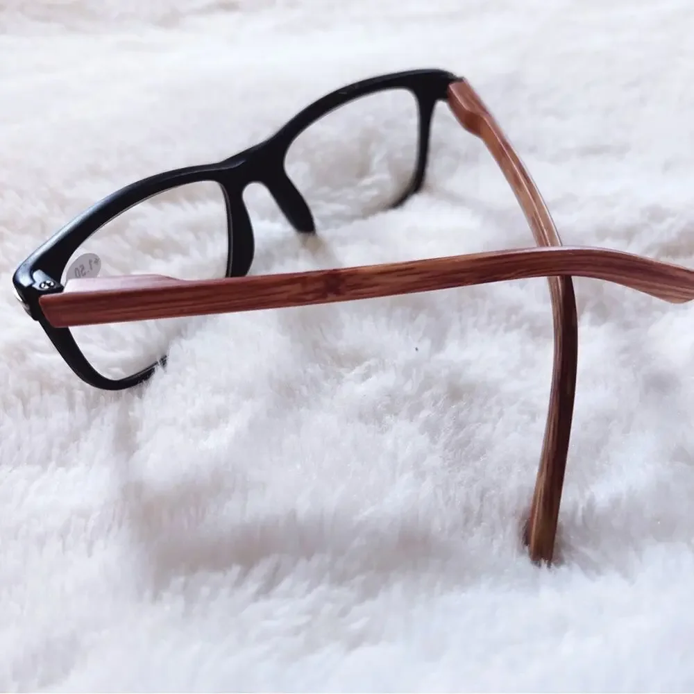 Olivia Black with Light Wood Reader Glasses